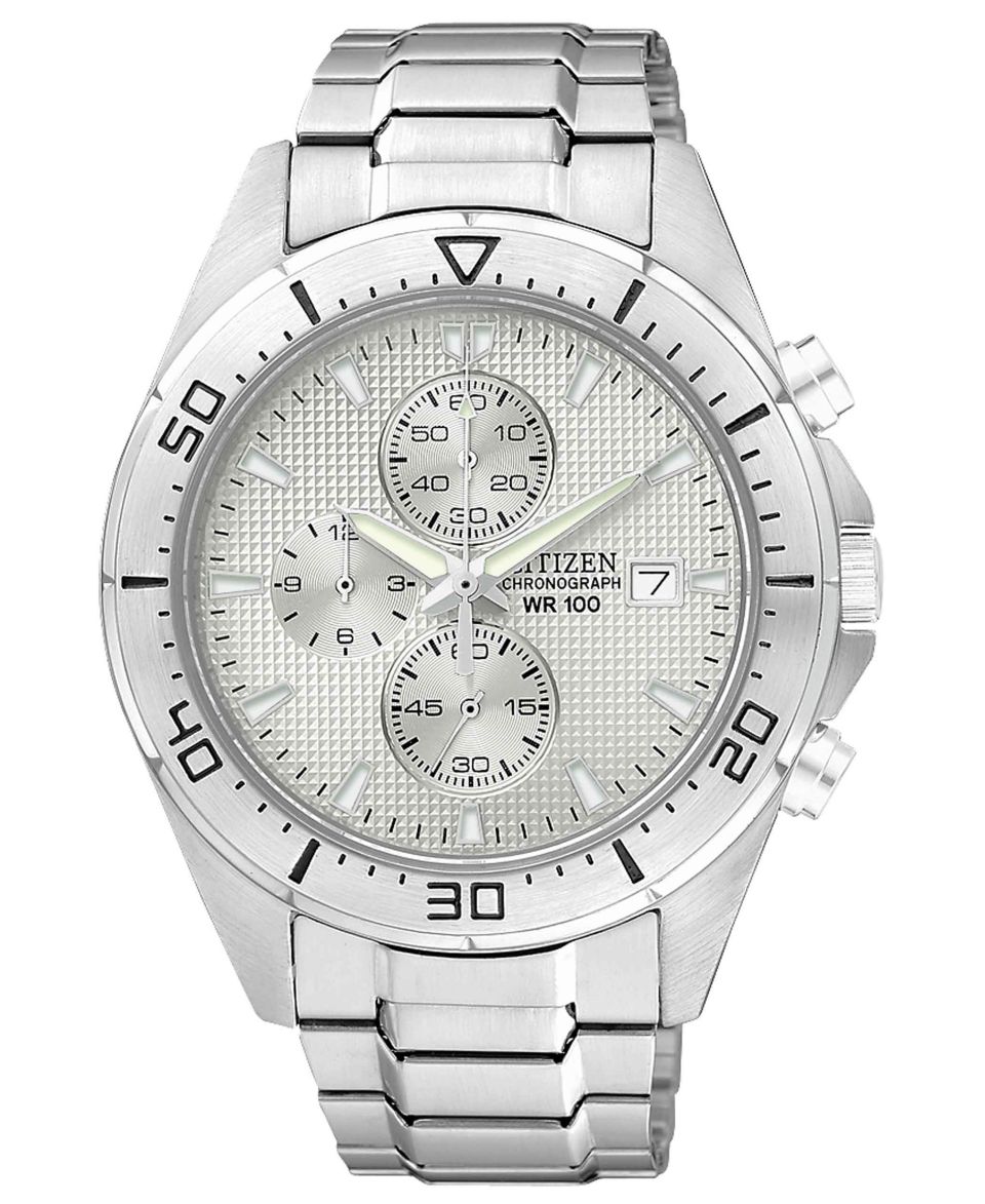 Citizen Watch, Mens Chronograph Stainless Steel Bracelet 42mm AN3460