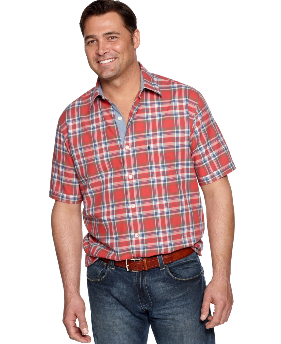 Izod Shirt, Big and Tall Short Sleeve Plaid Shirt