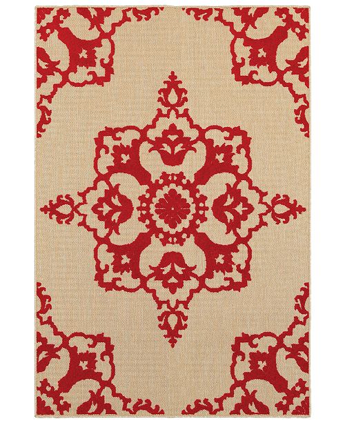 Oriental Weavers Cayman 097r9 Sand Red 9 10 X 12 10 Indoor Outdoor Area Rug Reviews Rugs Macy S
