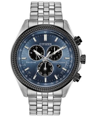 citizen men's blue dial stainless steel bracelet watch