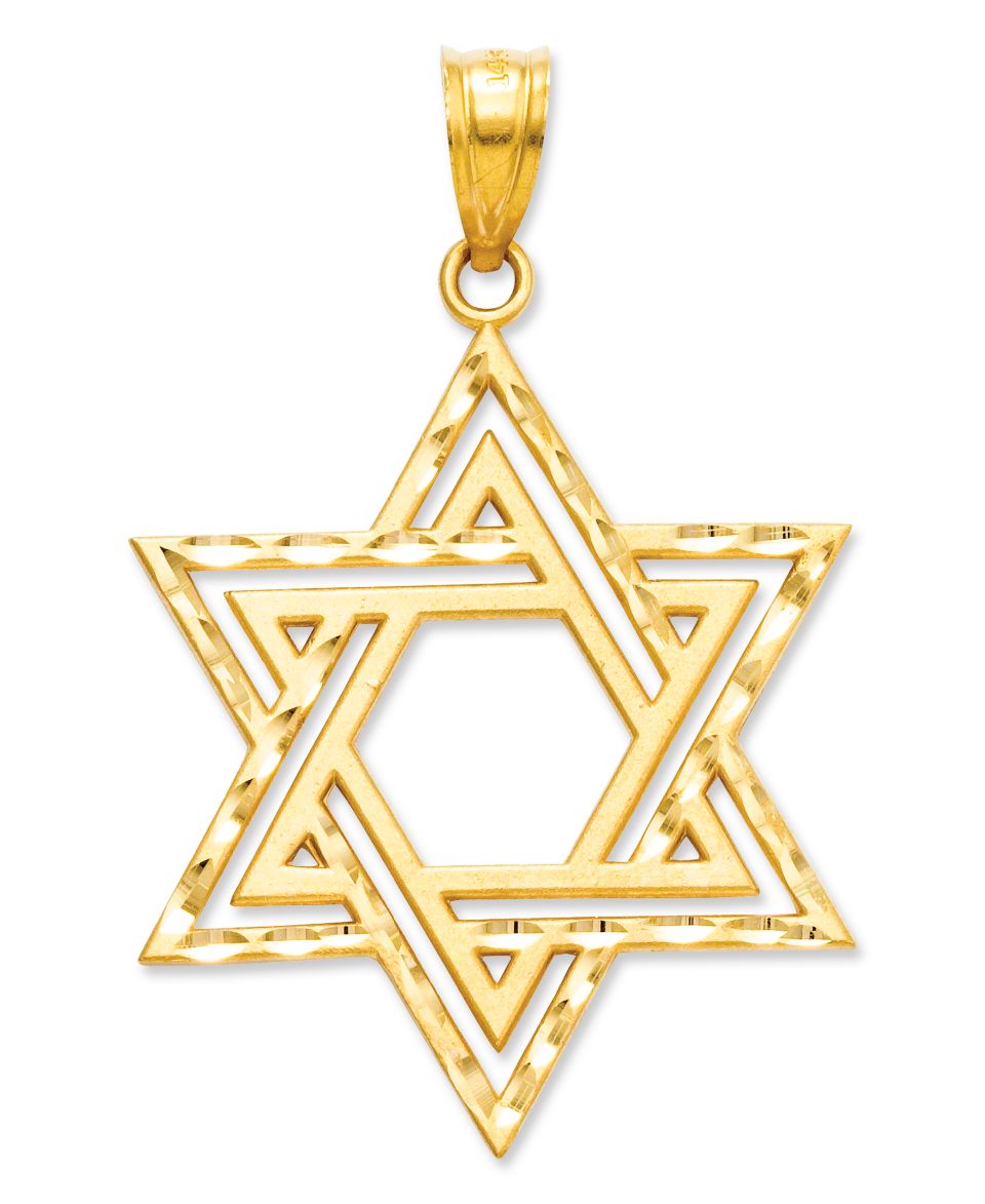 14k Gold Charm, Cut Out Star of David Charm