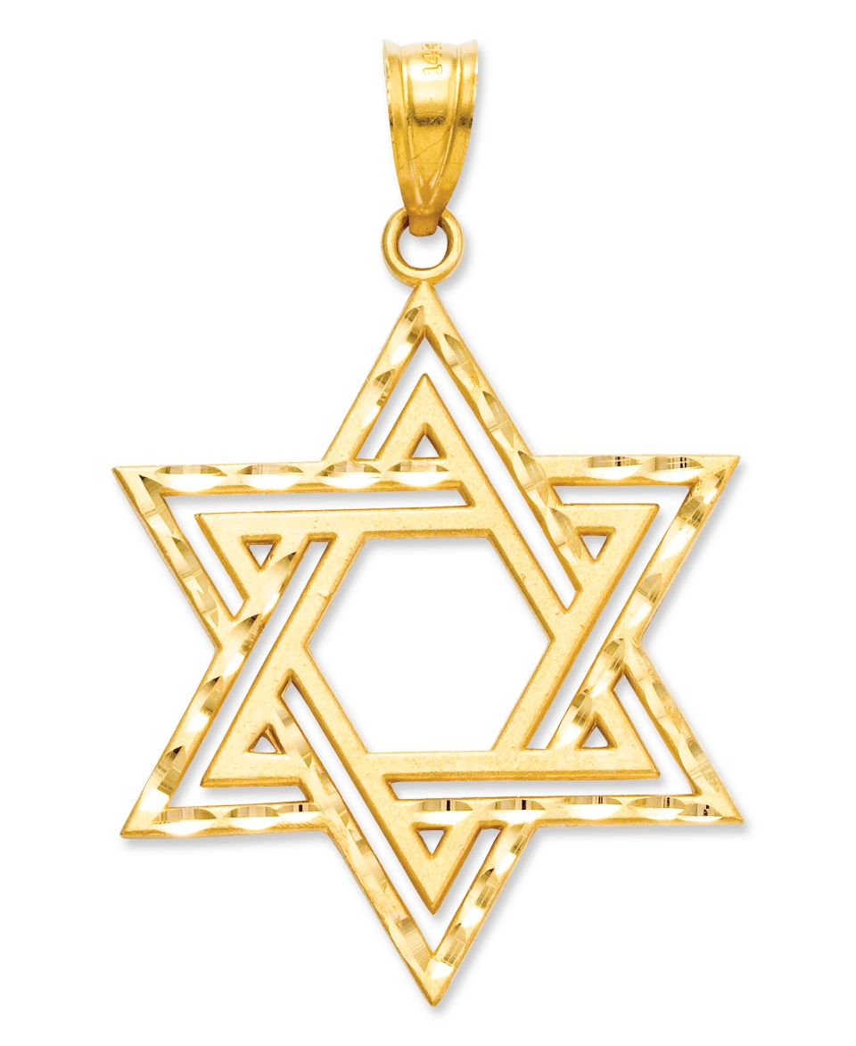 14k Gold Charm, Cut Out Star of David Charm   Jewelry & Watches