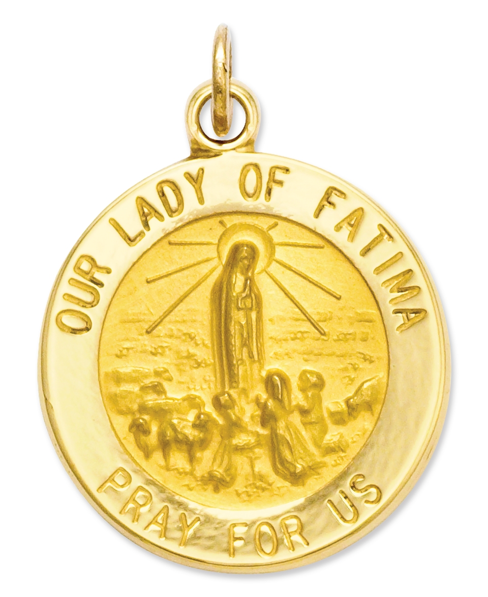 14k Gold Charm, Our Lady of Fatima Medal Charm   Jewelry & Watches