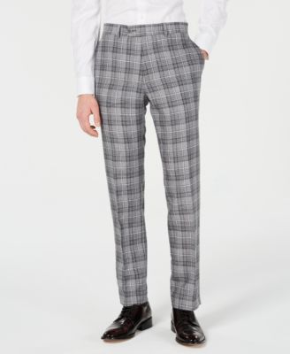 grey and white plaid pants