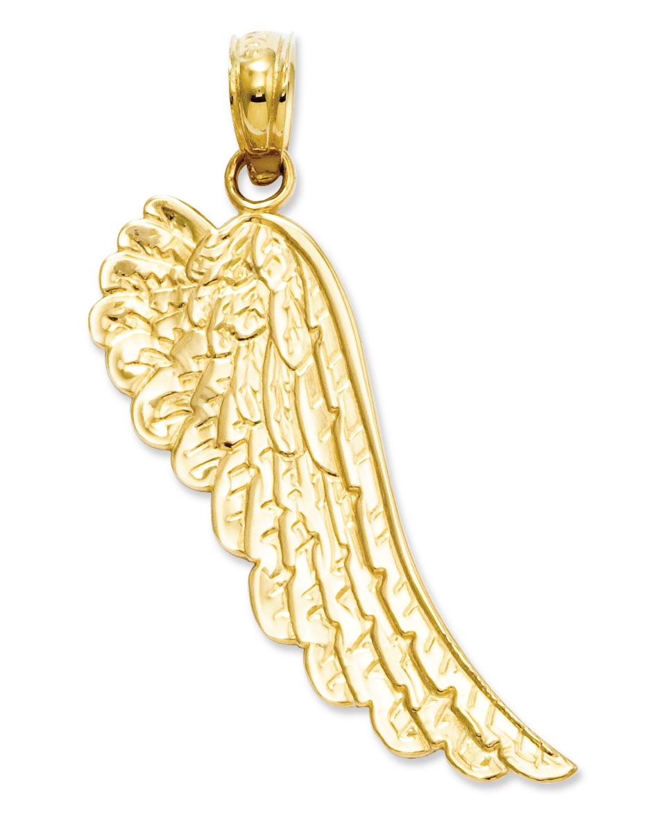 14k Gold Charm, Angel Wing Charm   Jewelry & Watches