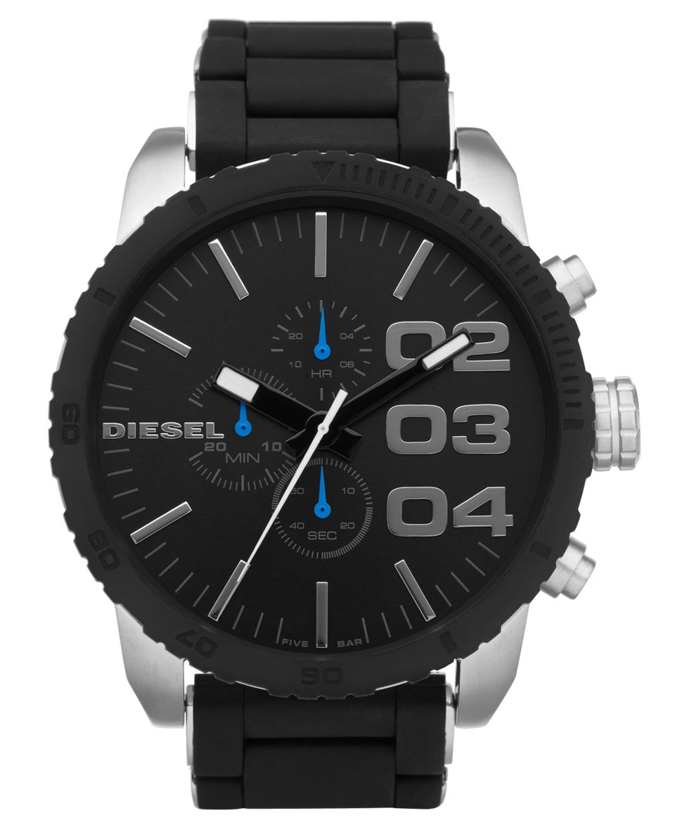 Diesel Watch, Chronograph Black Silicone Wrapped Stainless Steel