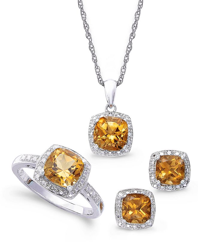 Macy's Sterling Silver Jewelry Set, Citrine (43/4 ct. t.w.) and