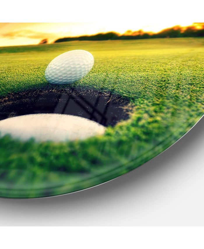 Design Art Designart 'Golf Ball Near Hole' Landscape Metal Circle Wall