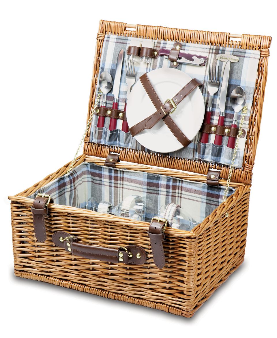 Picnic Time Picnic Basket, Pioneer Moka   Casual Dinnerware   Dining