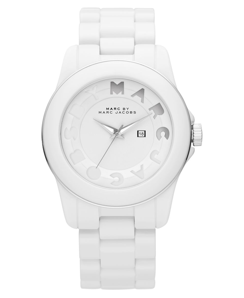 Marc by Marc Jacobs Watch, Icon Stripe White Acetate Bracelet 43mm