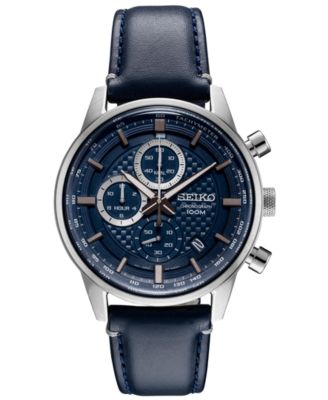 Seiko Men's Chronograph Blue Leather 