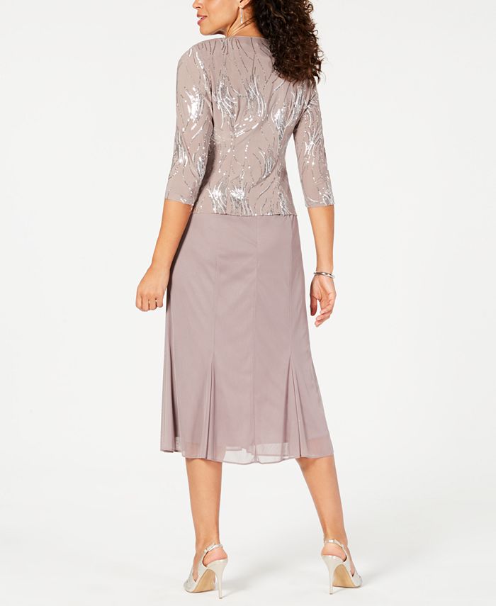 Alex Evenings Sequined ALine Midi Dress and Jacket & Reviews Dresses