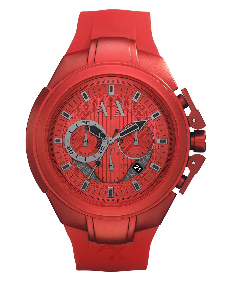 Armani Exchange Watch, Mens Chronograph Red Silicone Strap 38mm