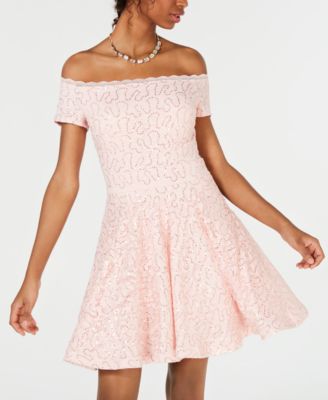 macy's off the shoulder prom dress