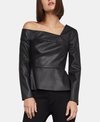 leather one shoulder top