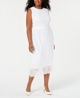 white lace midi dress plus size