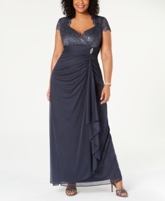 Betsy \u0026 Adam Plus Size Sequined-Lace 