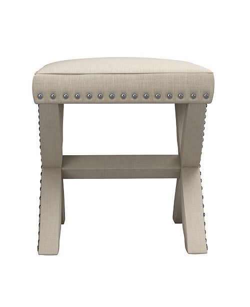 Inspire Q Bradford Linen Fabric X Base Nailhead 17 Ottoman Bench Reviews Furniture Macy S