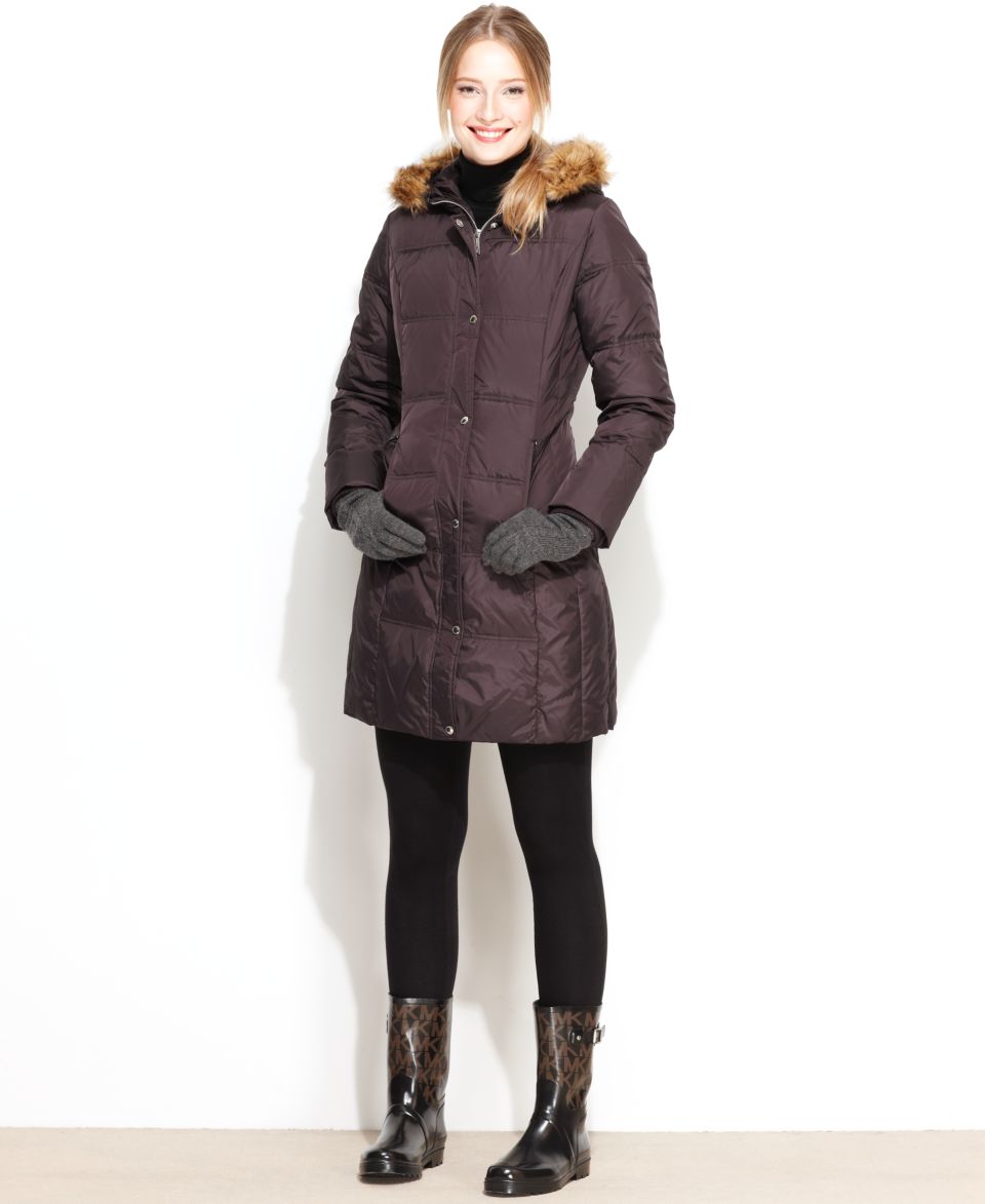 MICHAEL Michael Kors Coat, Hooded Faux Fur Trim Puffer