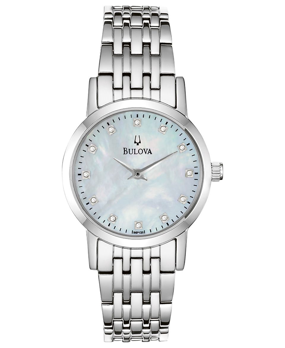 Bulova Watch, Womens Diamond Accent Stainless Steel Bracelet 27mm