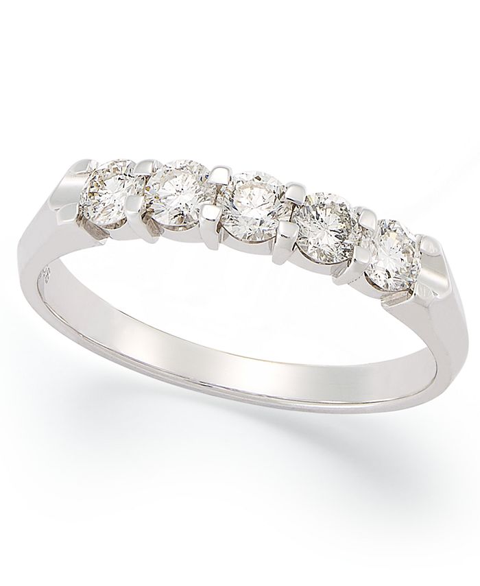 Macy's Certified FiveStone Diamond Anniversary Band Ring in 14k White