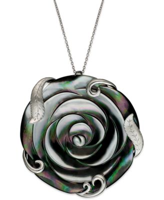 mother of pearl silver necklace