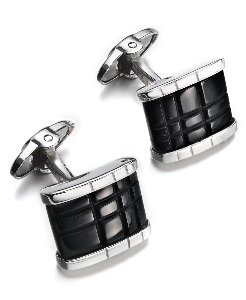 Dolan Bullock Mens Sterling Silver Cuff Links, Onyx Cuff Links (10 3