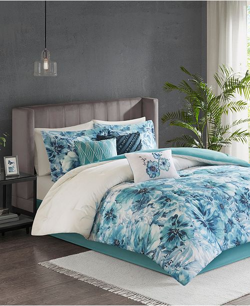 Jla Home Madison Park Enza King 7 Piece Cotton Printed Comforter Set Reviews Bed In A Bag Bed Bath Macy S
