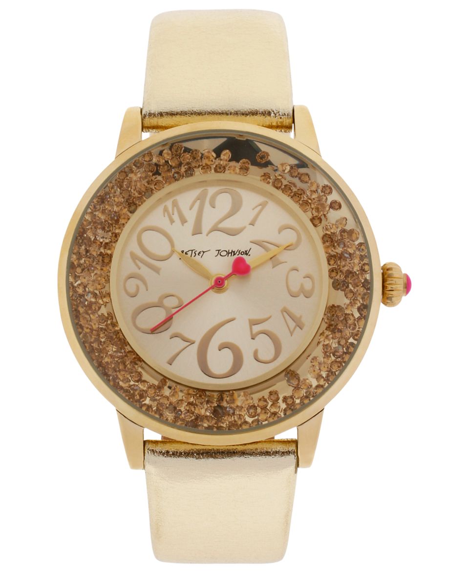 Betsey Johnson Watch, Womens Gold Tone Leather Strap 38mm BJ00159 02