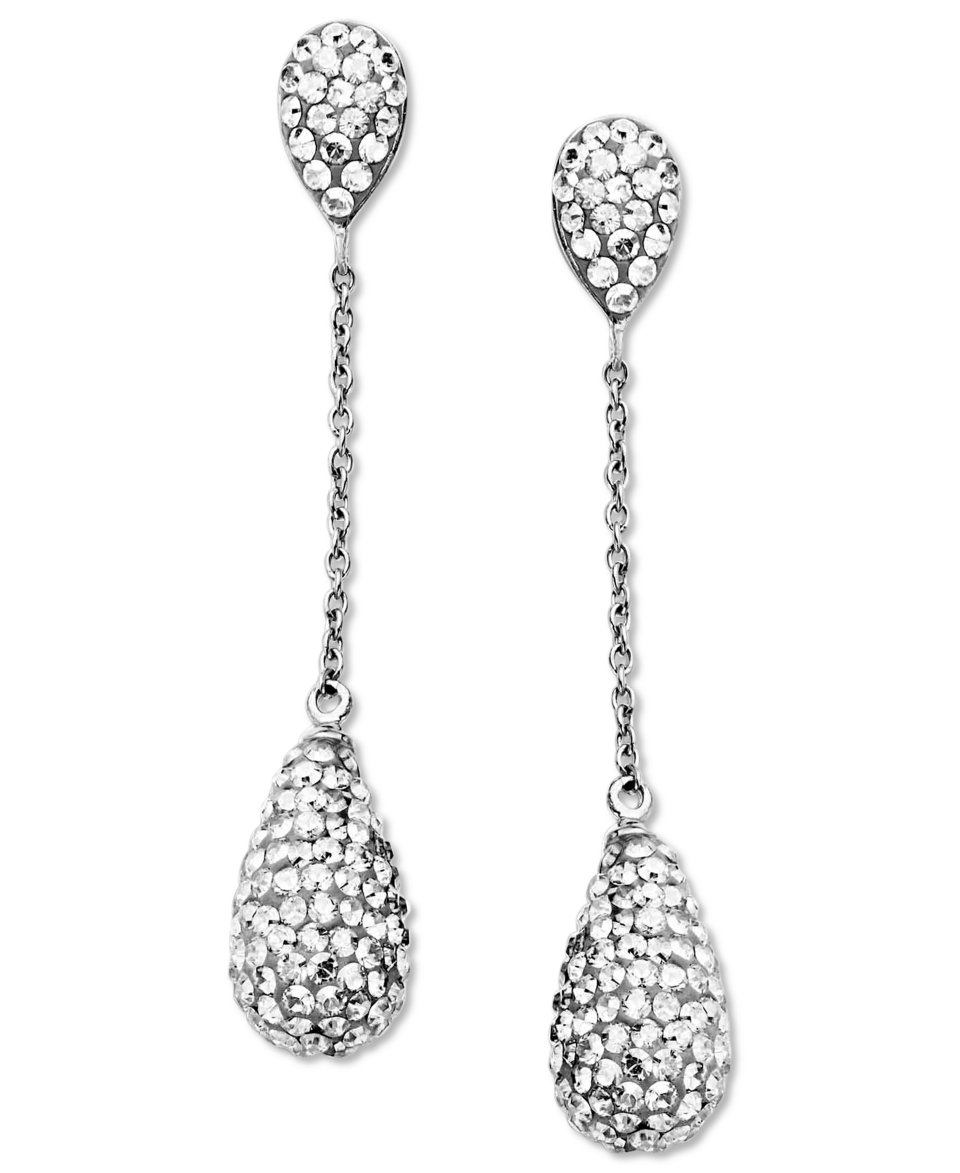 Kaleidoscope Sterling Silver Earrings, White Crystal Drop Earrings