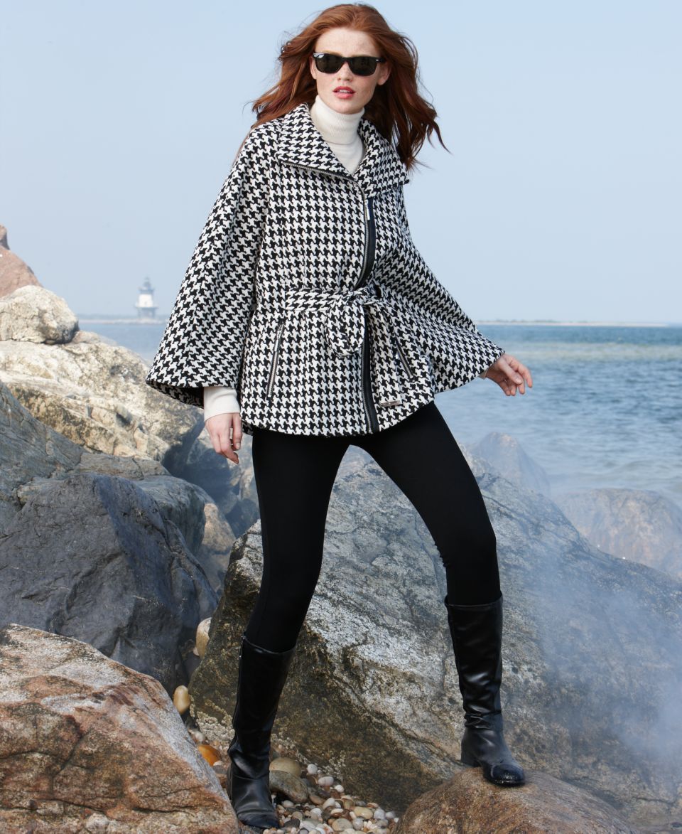 Calvin Klein Coat, Houndstooth Check Cape