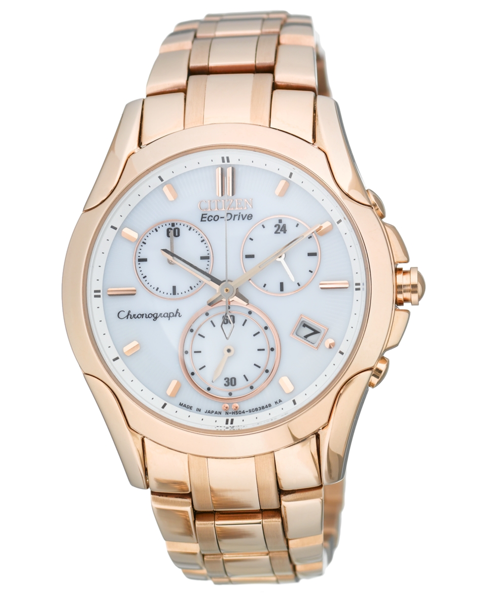 Citizen Watch, Womens Eco Drive Sport Chronograph Rose Gold Tone