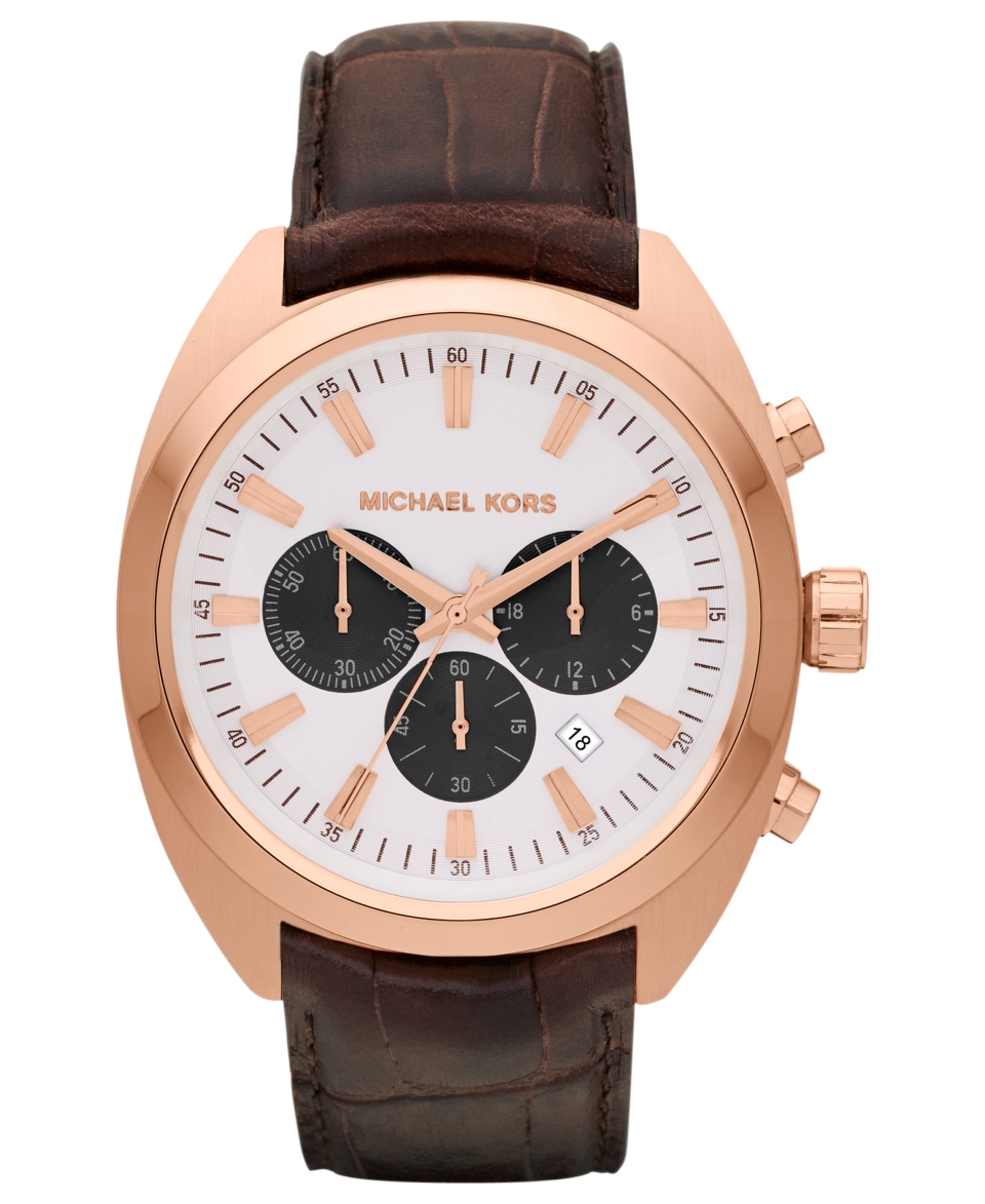 Michael Kors Watch, Mens Chronograph Dean Chocolate Leather Strap