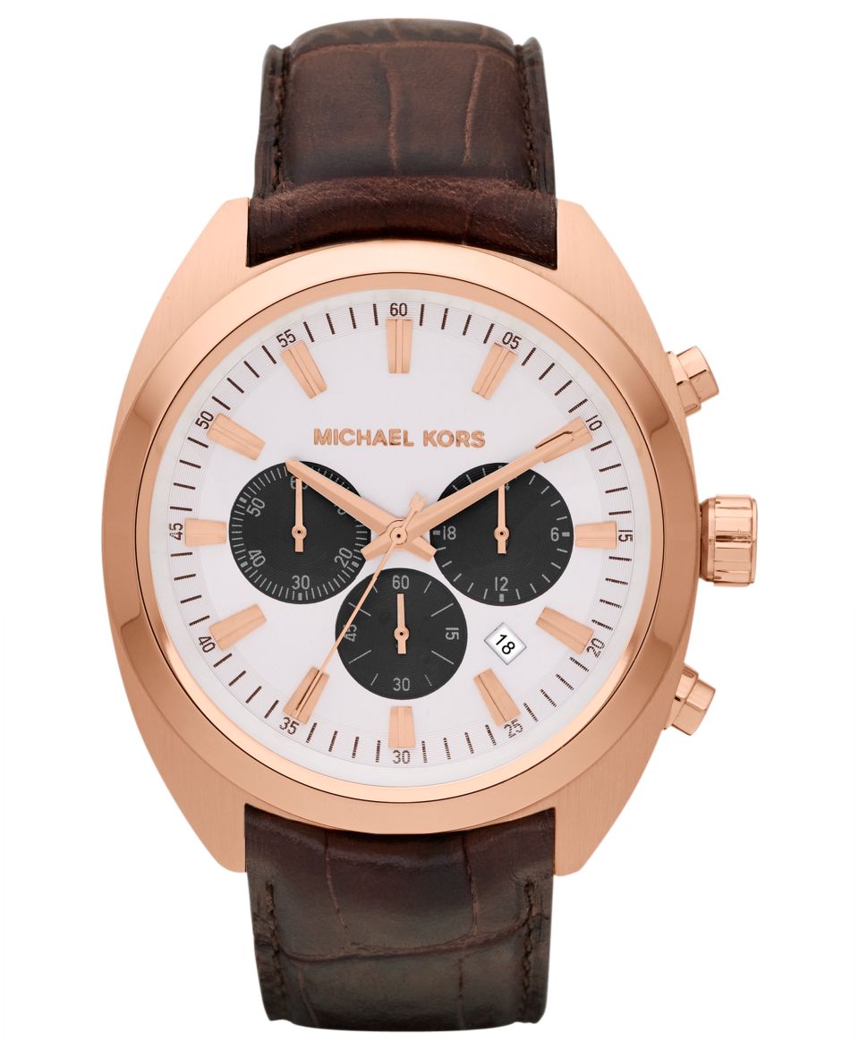 Michael Kors Watch, Mens Chronograph Layton Chocolate Leather Strap