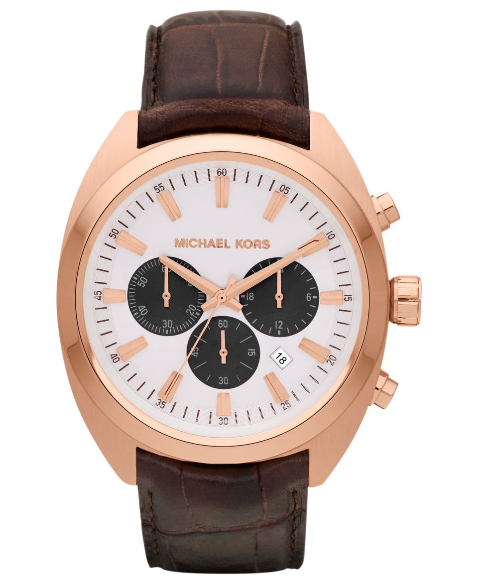 Michael Kors Mens Chronograph Dean Chocolate Leather Strap Watch 48mm MK8271   Watches   Jewelry & Watches