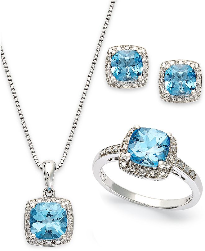 Macy's Sterling Silver Jewelry Set, Blue Topaz (5-7/8 ct. t.w.) and