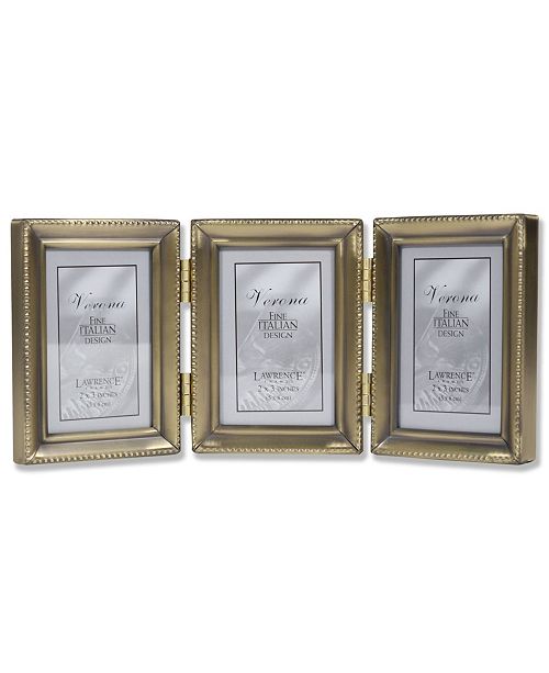 Lawrence Frames Antique Gold Brass Hinged Triple Picture Frame Beaded Edge Design 2 X 3 Reviews Picture Frames Home Decor Macy S