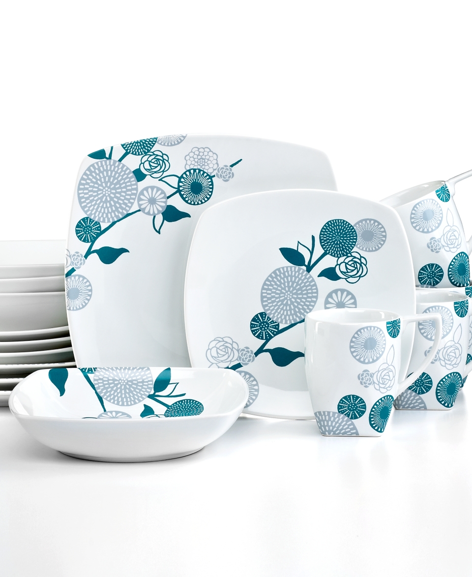 222 Fifth Dinnerware, Gia Turquoise 16 Piece Set   Casual Dinnerware