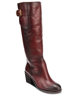 LUCKY BRAND JUNEAU LEATHER KNEE HIGH WESTERN STYLE BOOT IN MAROON ...