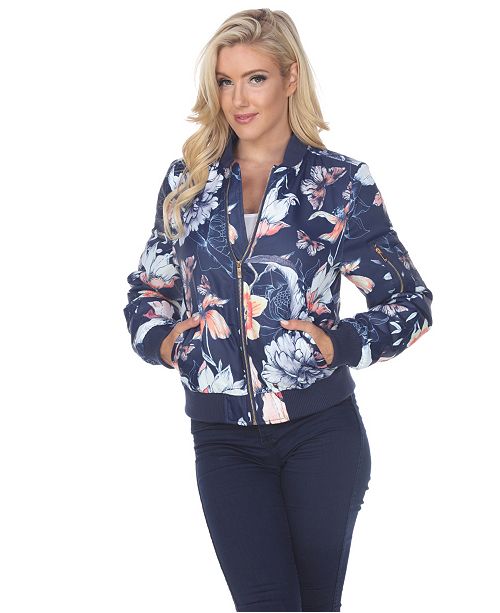 White Mark Women S Floral Bomber Jacket Reviews Jackets Blazers Women Macy S
