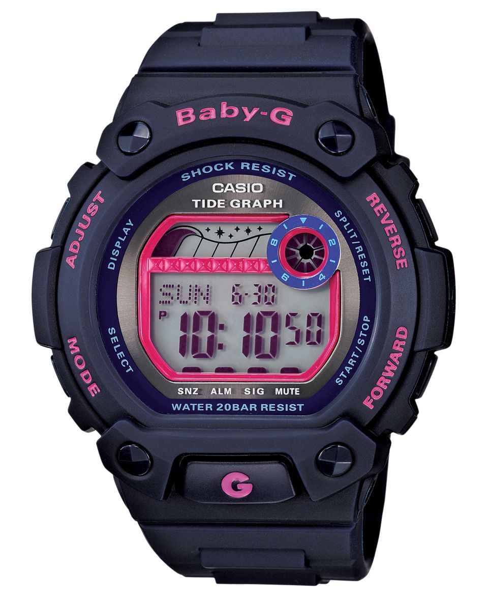 Baby G Watch, Womens Digital Tidegraph Navy Resin Strap 42x45mm