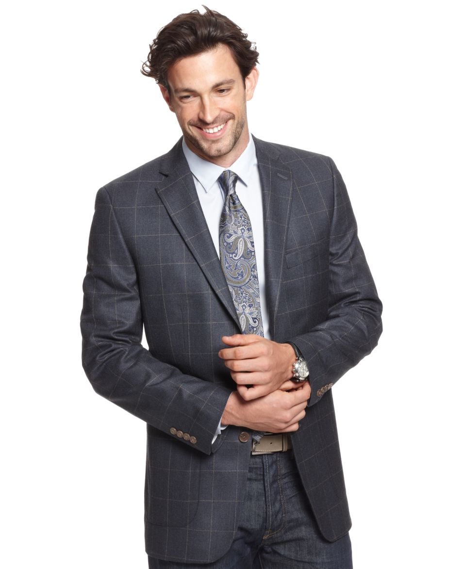 Tasso Elba Jacket, Navy Windowpane Blazer