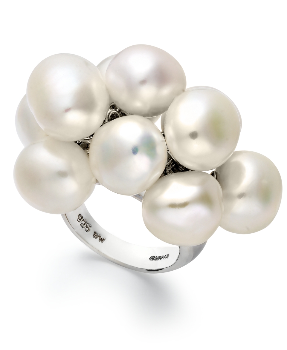 Ring, Sterling Silver Cultured Freshwater Pearl Cluster Ring (12 14mm