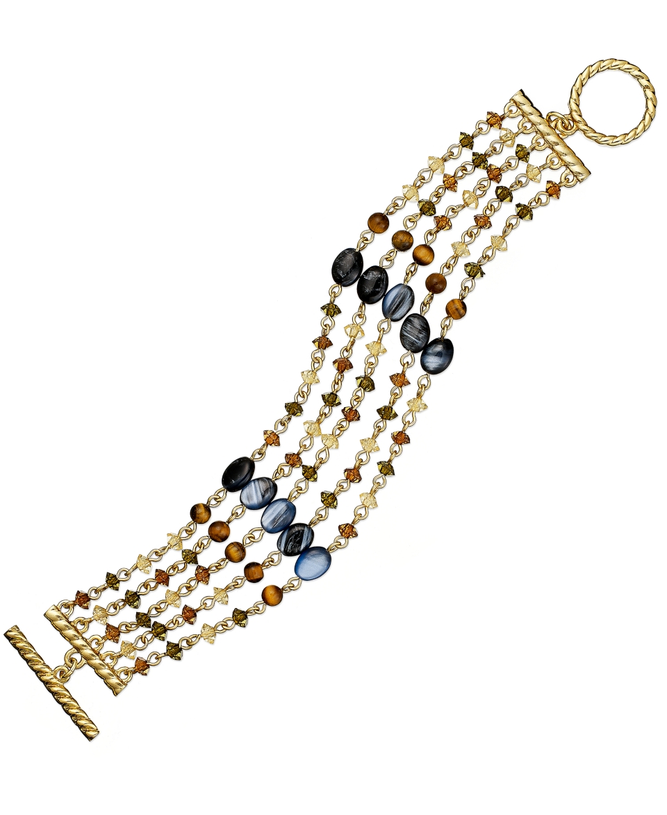 Lauren Ralph Lauren Bracelet, Gold tone Beaded Toggle Bracelet