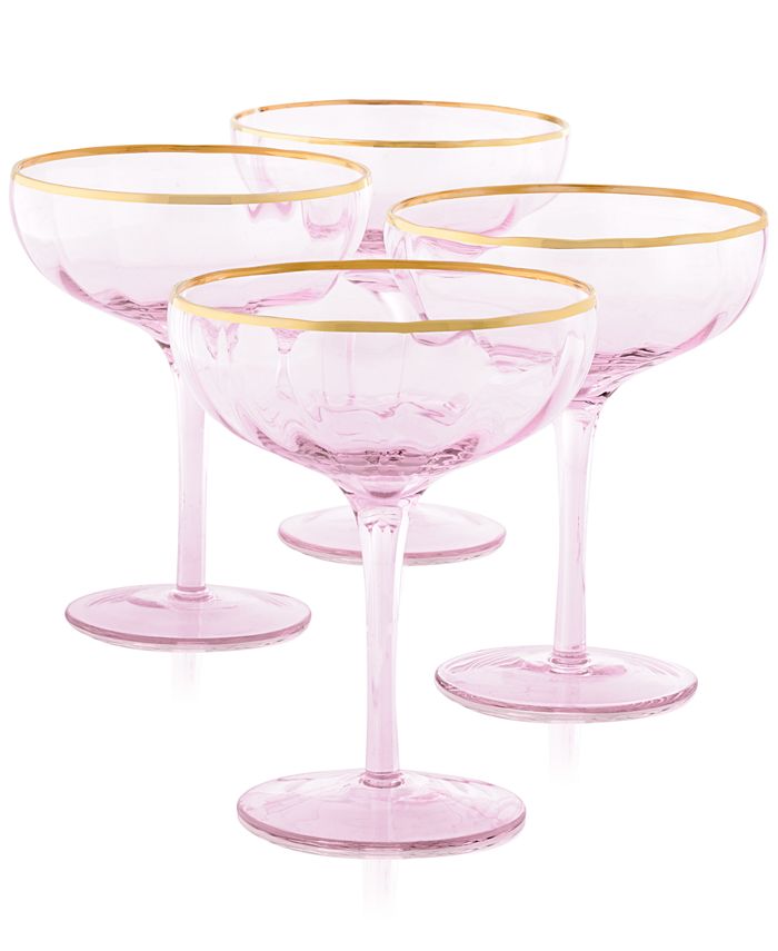 Martha Stewart Collection Blush Coupe Glasses, Set of 4, Created for