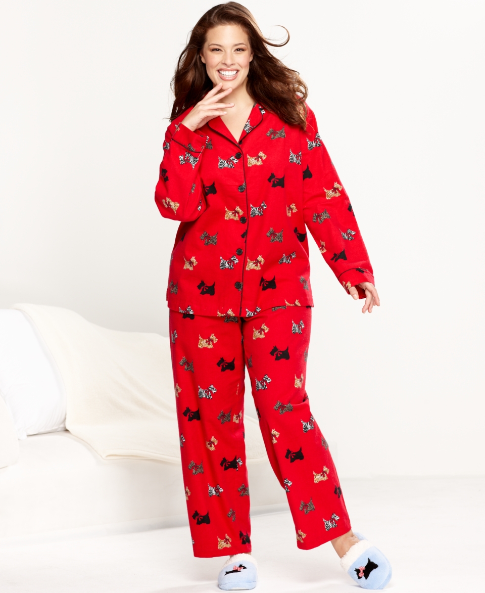 Charter Club Plus Size Pajamas, Holiday Lane Flannel Top and Pajama