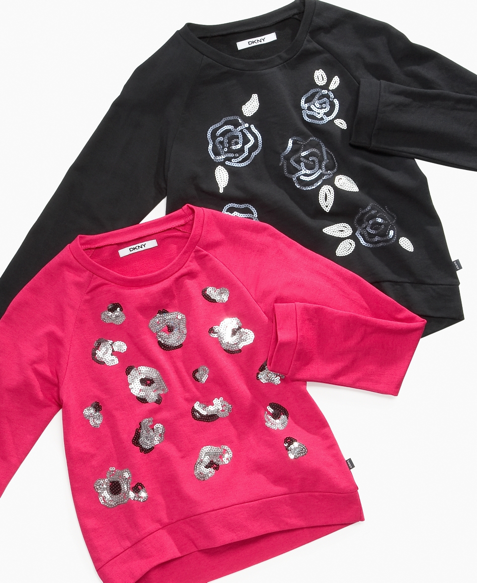DKNY Kids Shirt, Girls Sequin Popover Tops   Kids Girls 7 16
