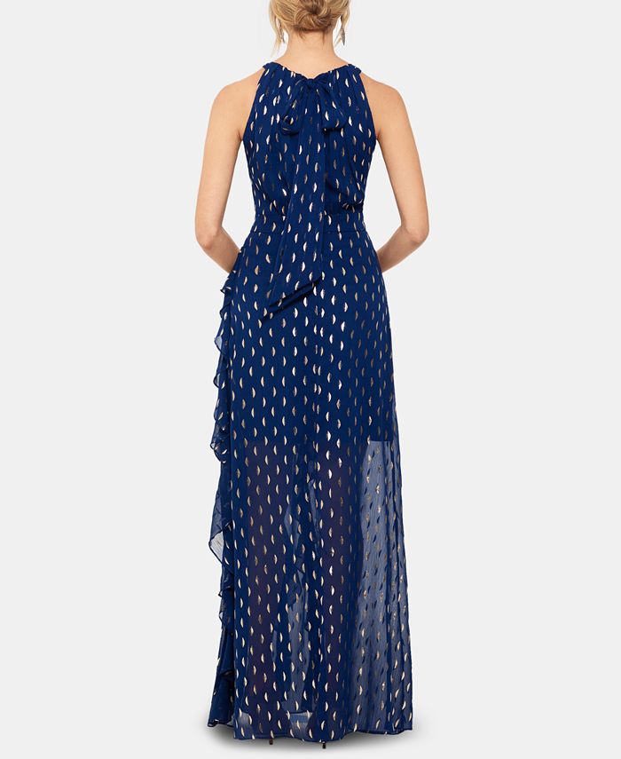 betsy and adam embellished chiffon illusion gown