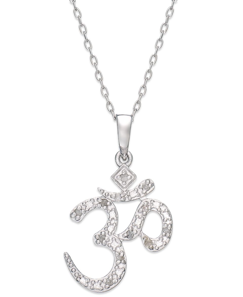 Diamond Necklace, Sterling Silver Diamond Om Pendant (1/10 ct. t.w.)