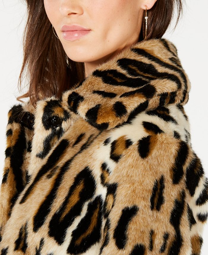 Kensie Leopard Print Faux Fur Coat And Reviews Coats Women Macys 